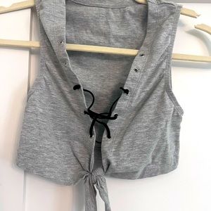 Crop tie up shirt